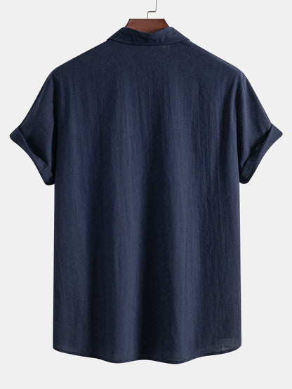 Geometric Patterned Linen-Style Shirt