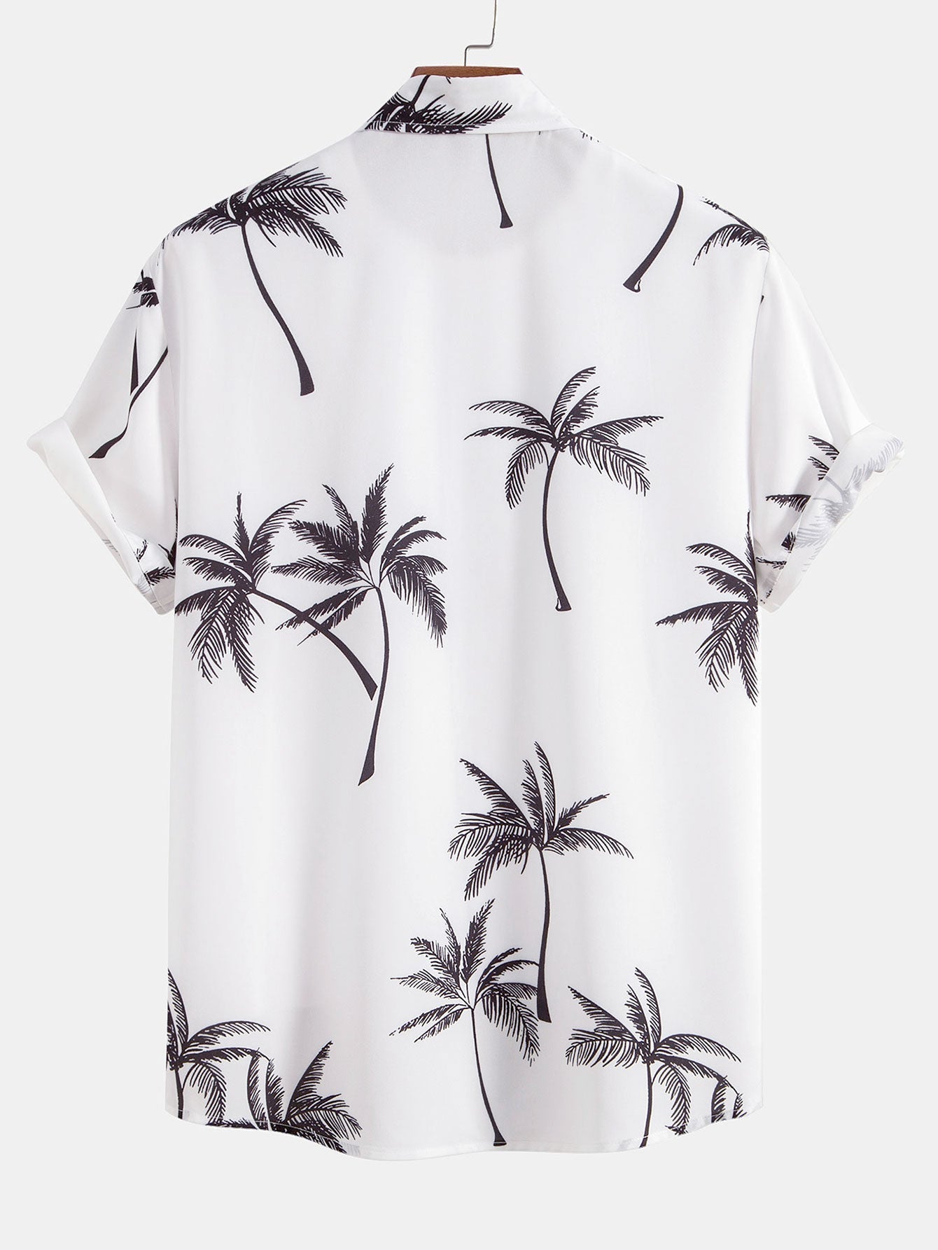 Button-Up Shirt with Palm Tree Print & Striped Swim Shorts