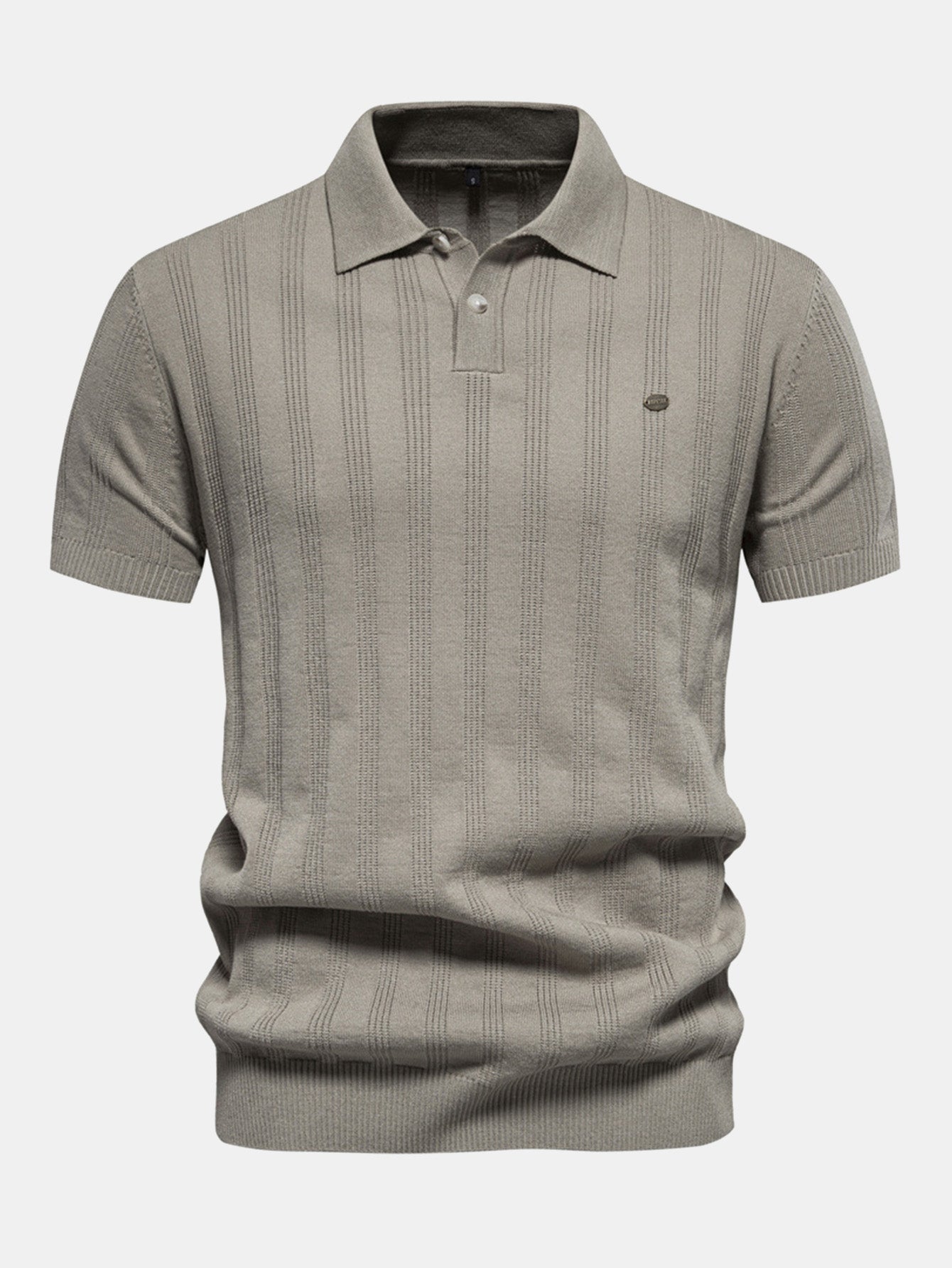 Striped Knit Polo Tee
