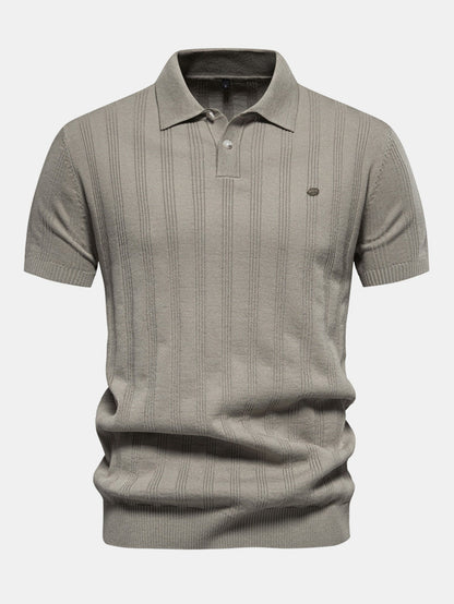 Striped Knit Polo Tee