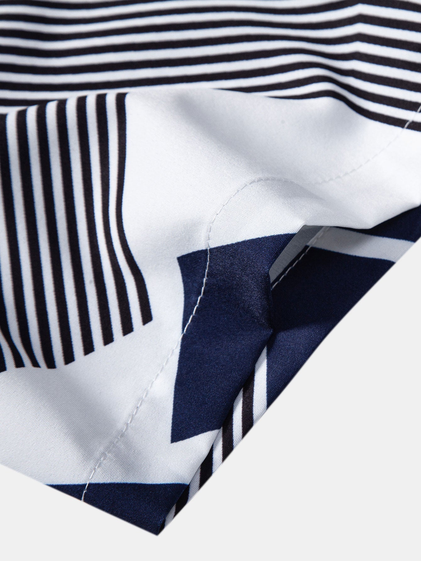 Color Block Geometric Print Button-Up Shirt with Matching Swim Shorts