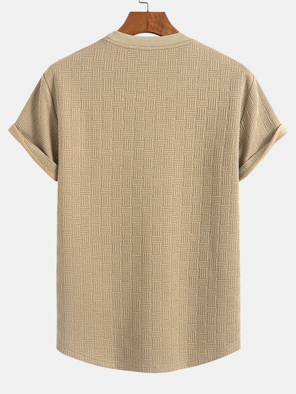 Striped Jacquard T-Shirt with Arc Hem