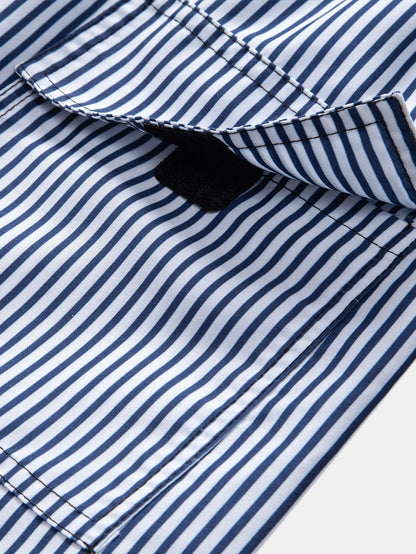 Button-Up Shirt with Palm Tree Print & Striped Swim Shorts