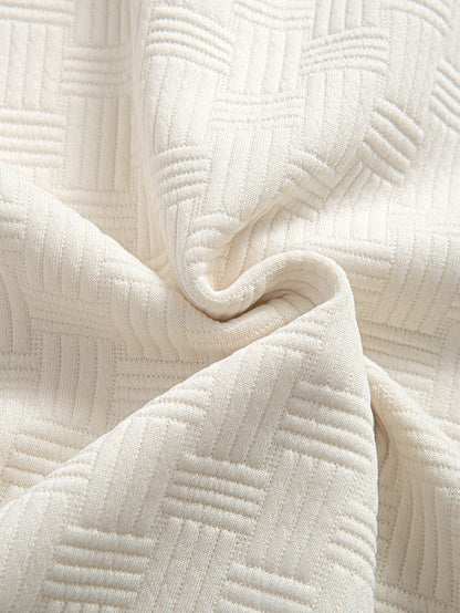 Striped Jacquard T-Shirt with Arc Hem