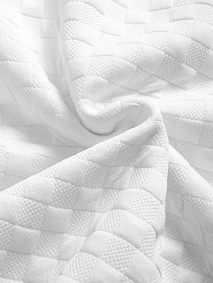 Checkerboard Jacquard T-Shirt with Arc Hem