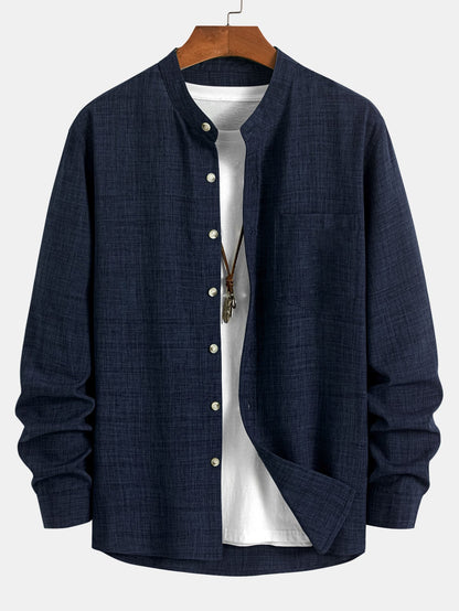 Long Sleeve Shirt with Stand Collar