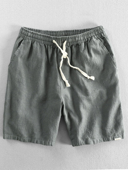 Drawstring Shorts in a Linen-Cotton Blend