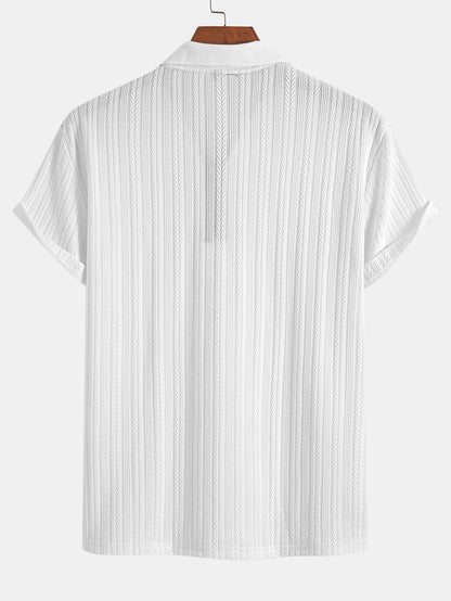 Textured Zip-Up Polo