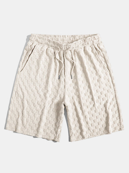 Checkerboard Terry Cloth Shirt and Shorts Set