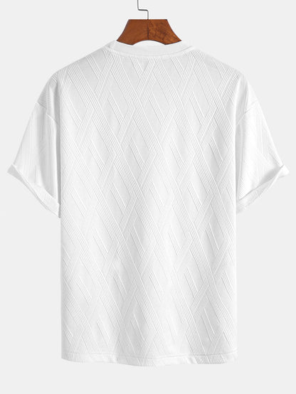 Comfortable Diamond Jacquard T-Shirt and Shorts Set