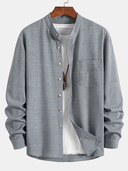 Long Sleeve Shirt with Stand Collar