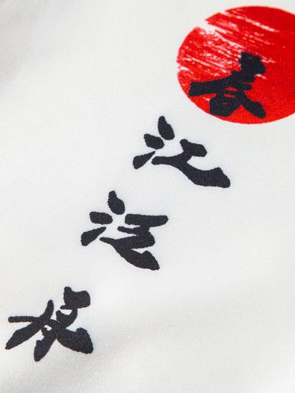 Stand Collar Shirt with Ink Landscape Artwork