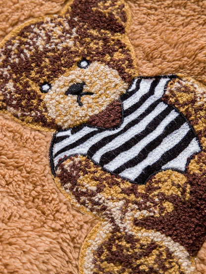 Teddy Hoodie with Bear Embroidery Patch