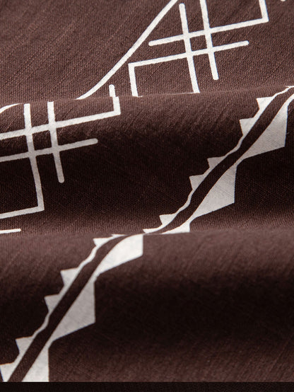 Geometric Patterned Linen-Style Shirt