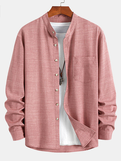 Long Sleeve Shirt with Stand Collar