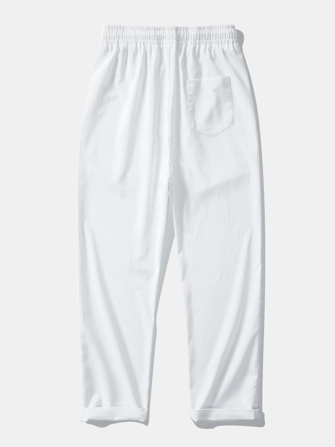 Linen-Rayon Blend Button-Up Shirt with Wrinkle-Textured Straight Leg Pants