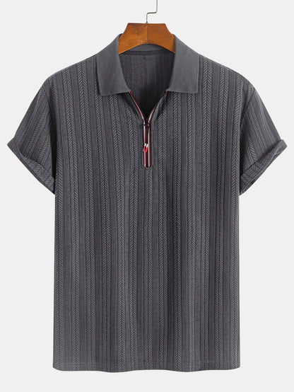 Textured Zip-Up Polo