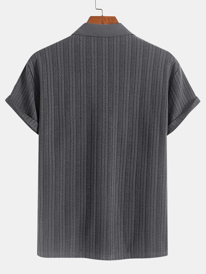 Textured Zip-Up Polo