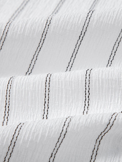 Striped Textured Button-Up Shirt