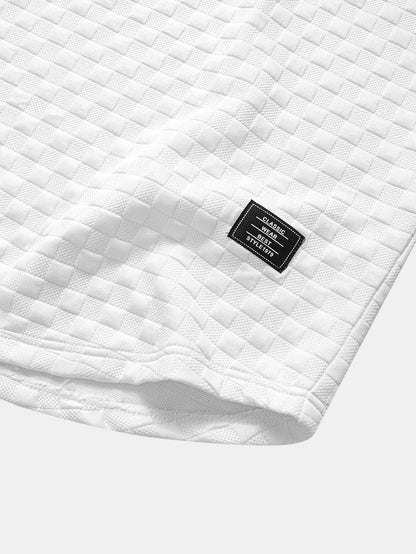 Checkerboard Jacquard T-Shirt with Arc Hem