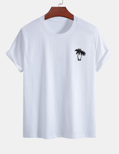 Classic Fit Cotton T-Shirt with Palm Tree Print