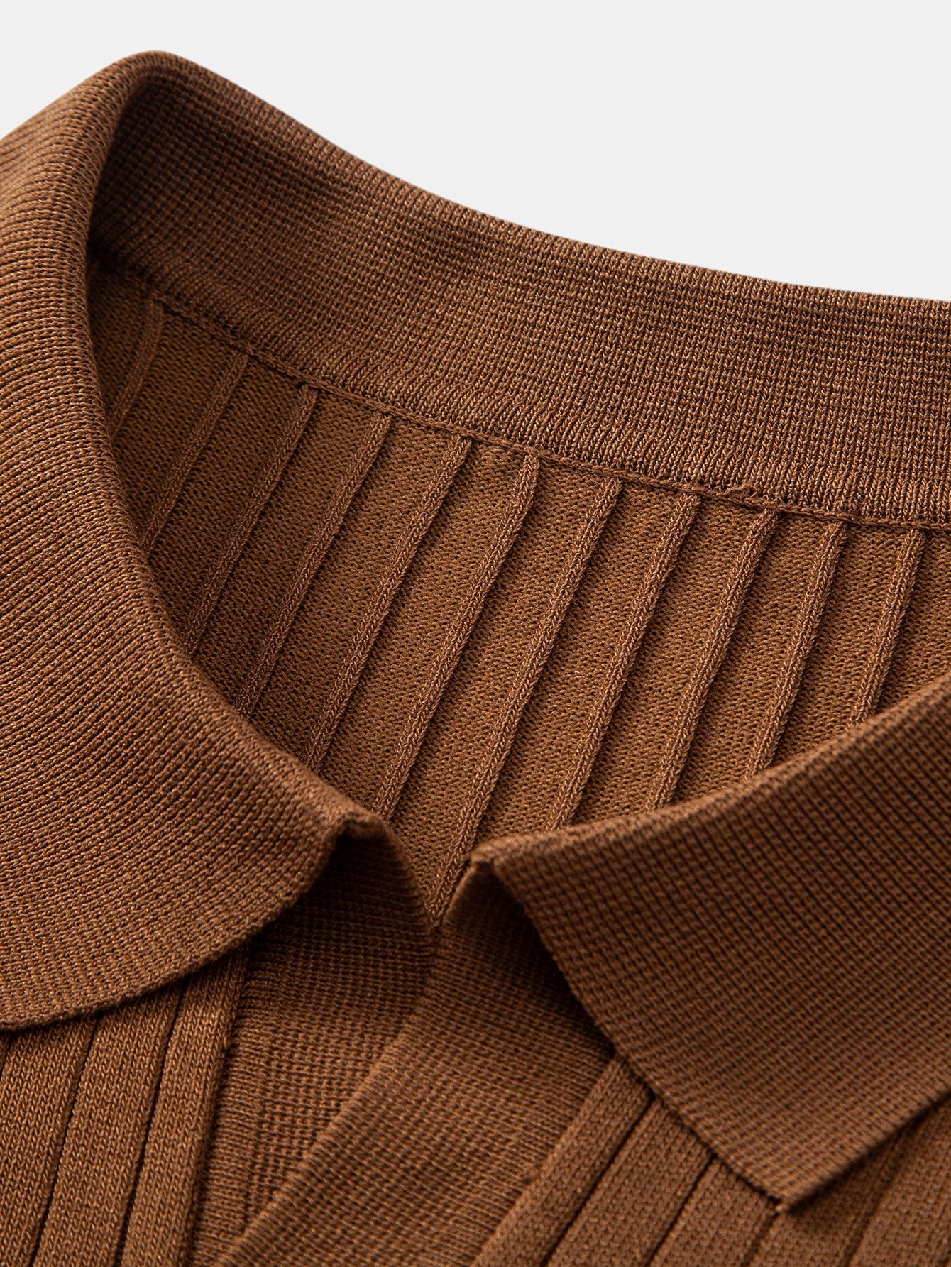 Striped V-Neck Knit Polo