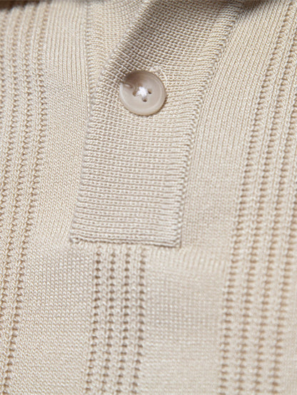 Striped Knit Polo Tee