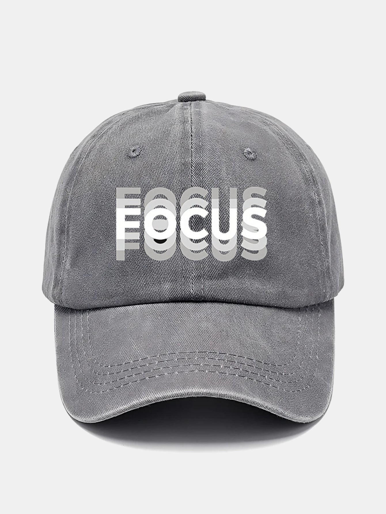 Gradient Washed Baseball Cap with Focus Print