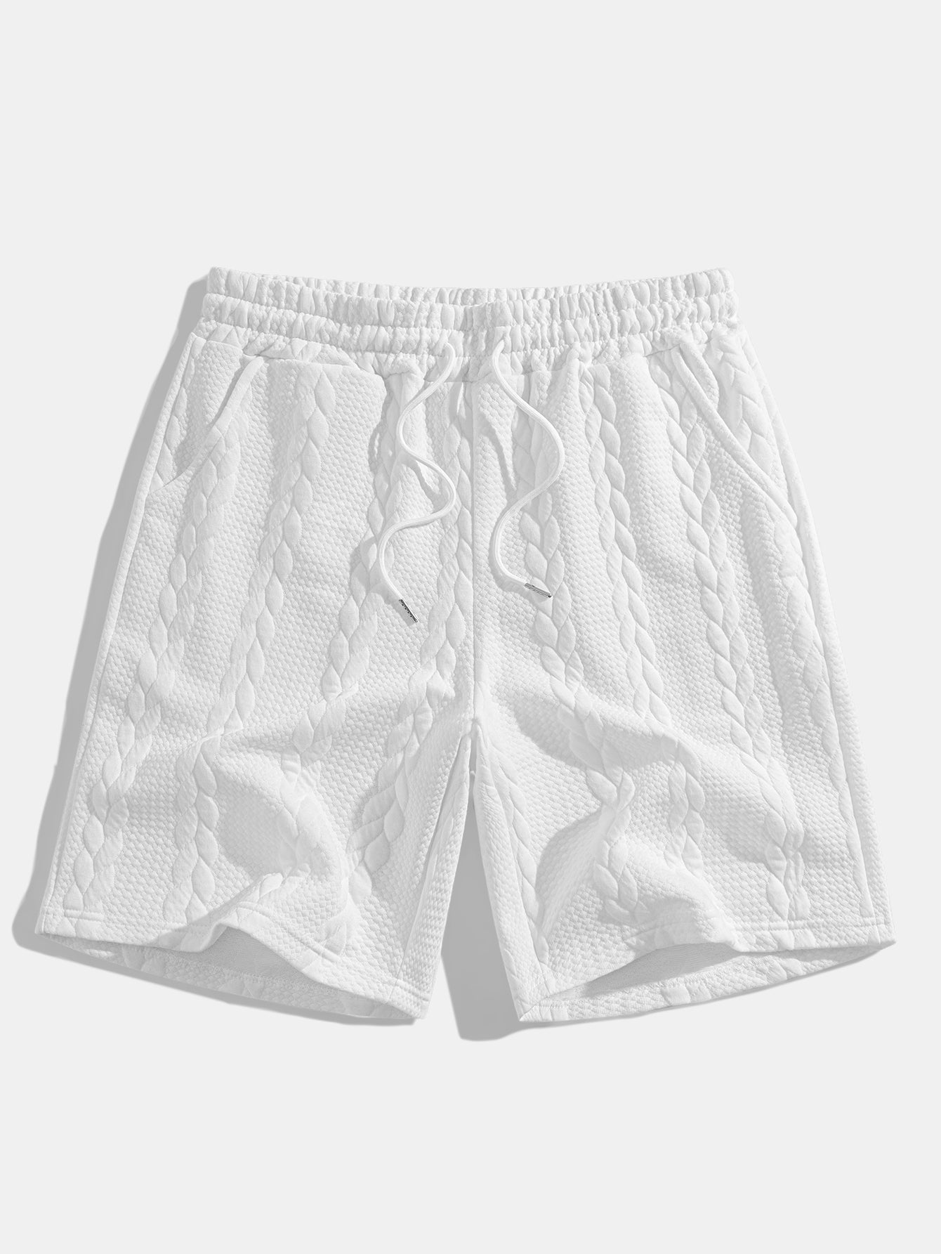 Comfortable Mid-Length Sleeve Twist Jacquard Tee & Shorts Set