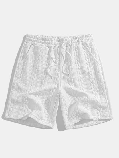 Comfortable Mid-Length Sleeve Twist Jacquard Tee & Shorts Set