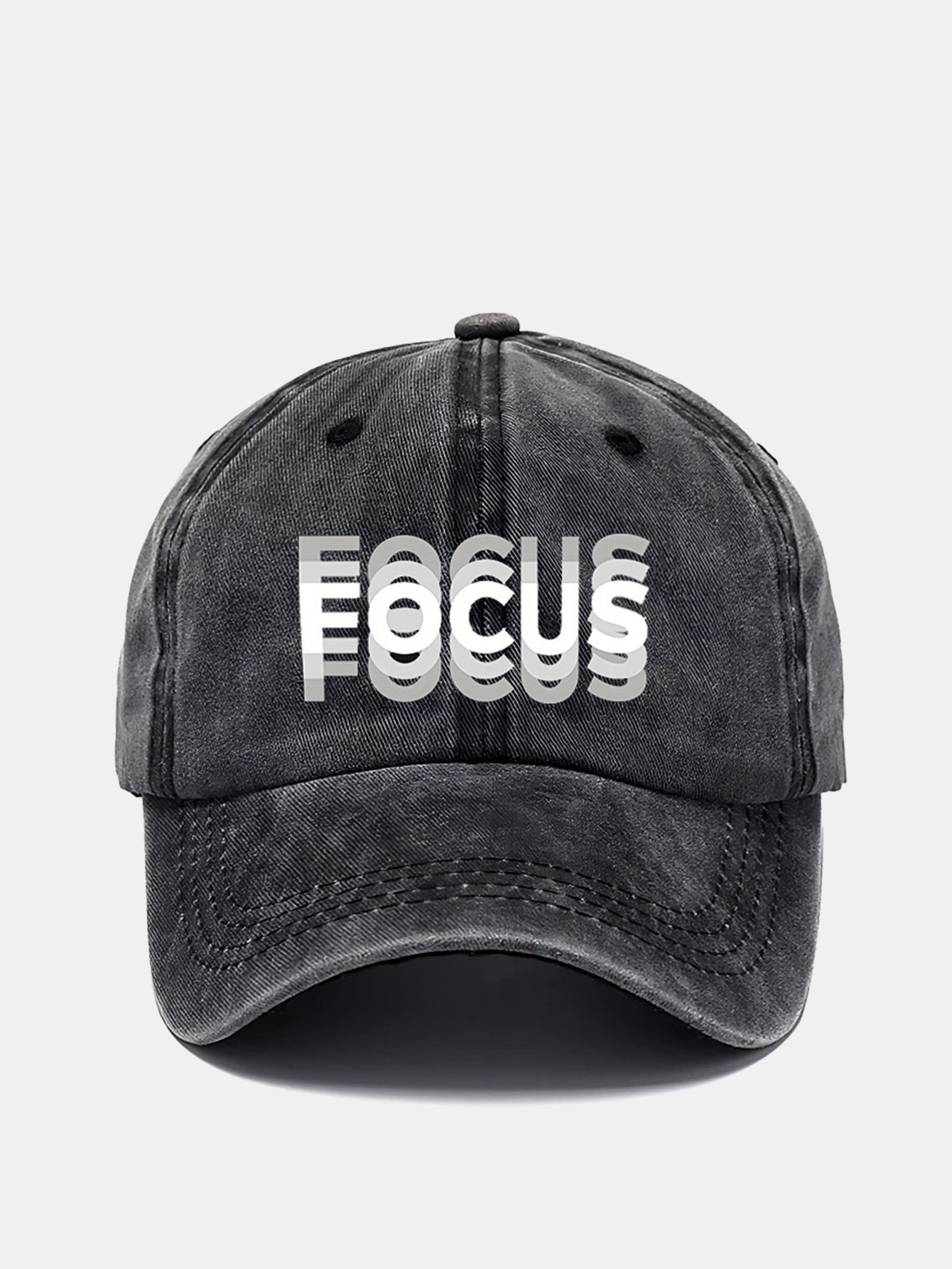 Gradient Washed Baseball Cap with Focus Print