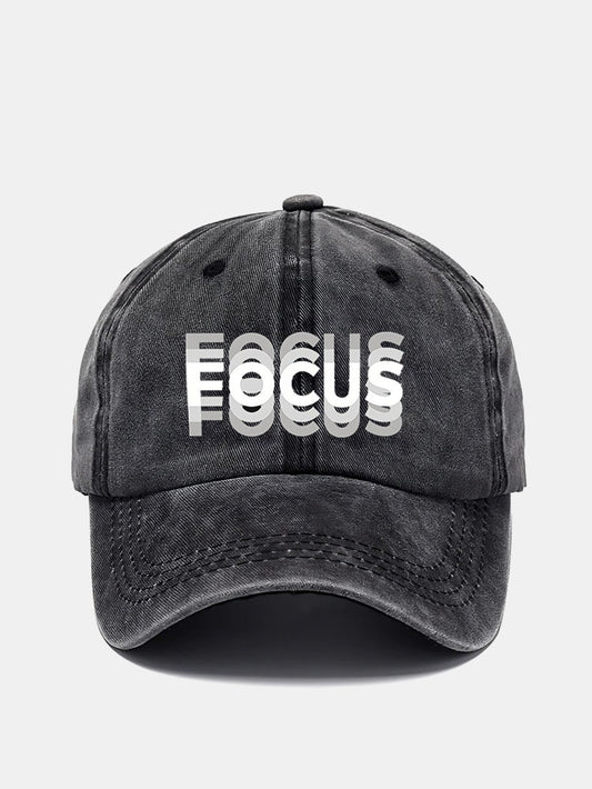 Gradient Washed Baseball Cap with Focus Print