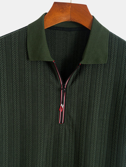 Textured Zip-Up Polo