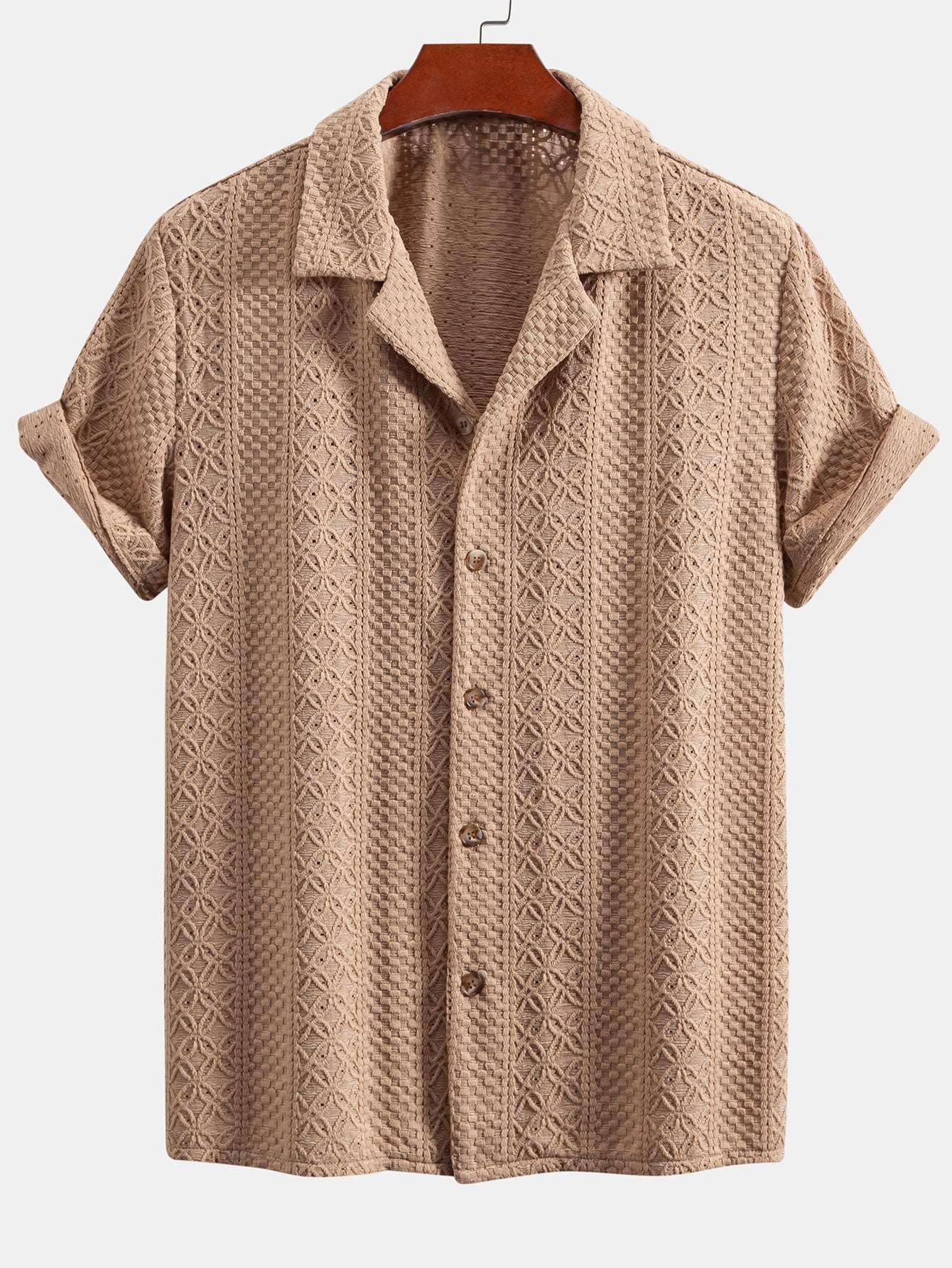 Floral Checkered Jacquard Cuban Shirt