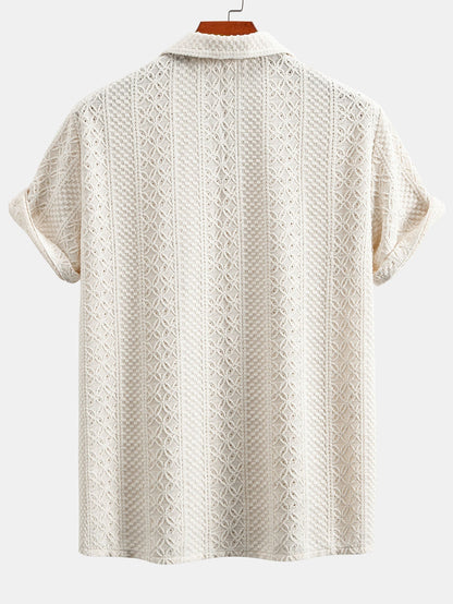 Floral Checkered Jacquard Cuban Shirt