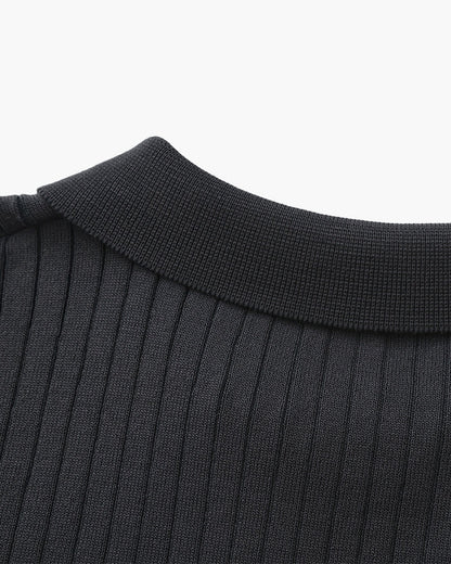 Luxury Ribbed Knit Polo Shirt