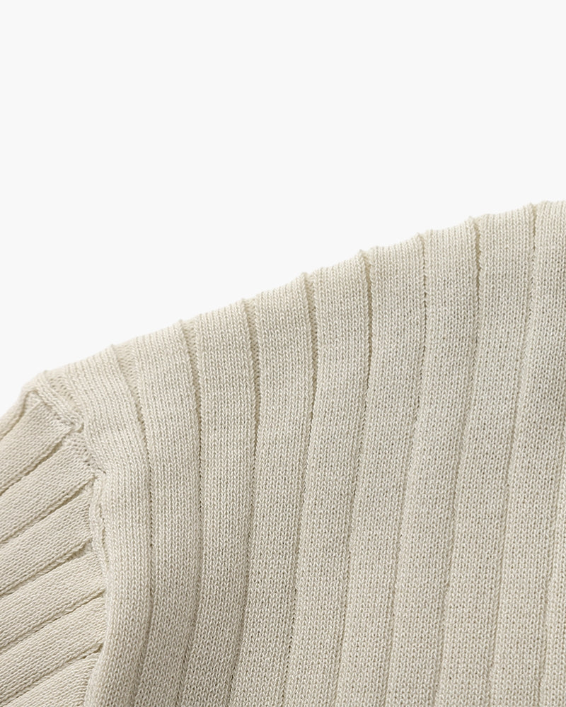 Luxury Ribbed Knit Polo Shirt