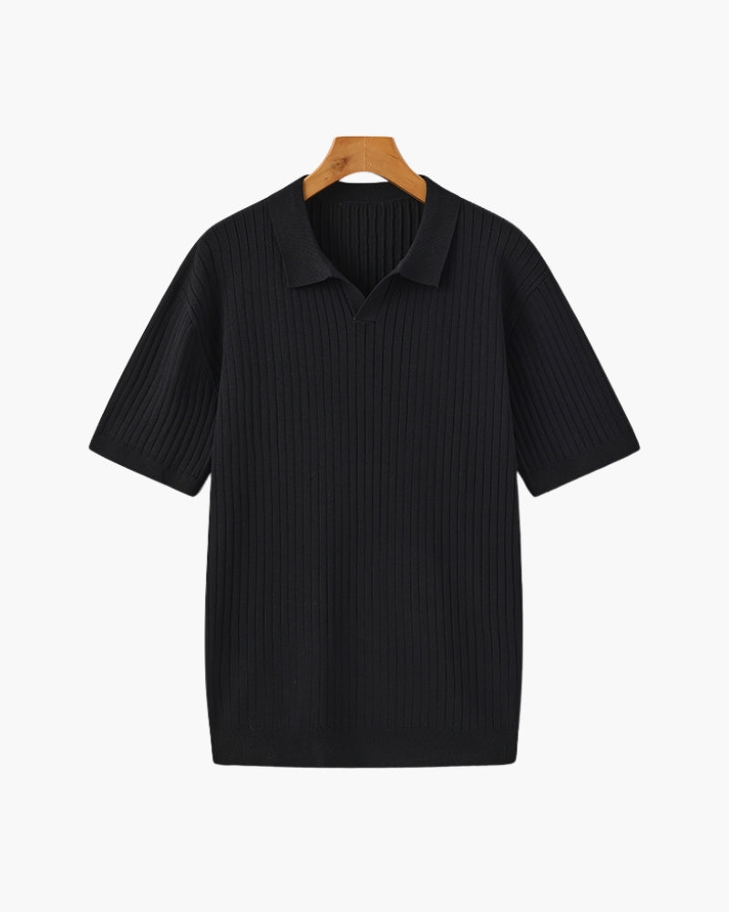 Luxury Ribbed Knit Polo Shirt