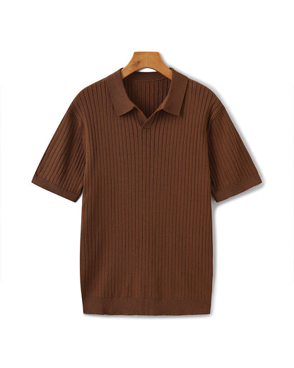Luxury Ribbed Knit Polo Shirt