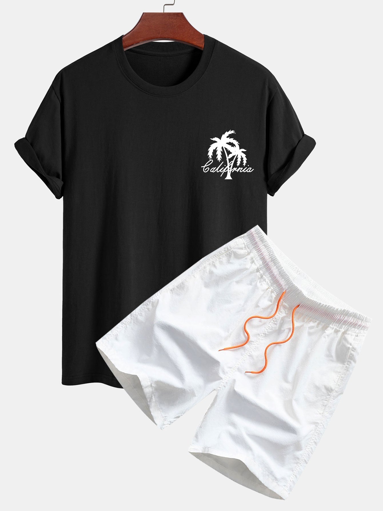 California Palm Tree Graphic Tee & Swim Shorts Set