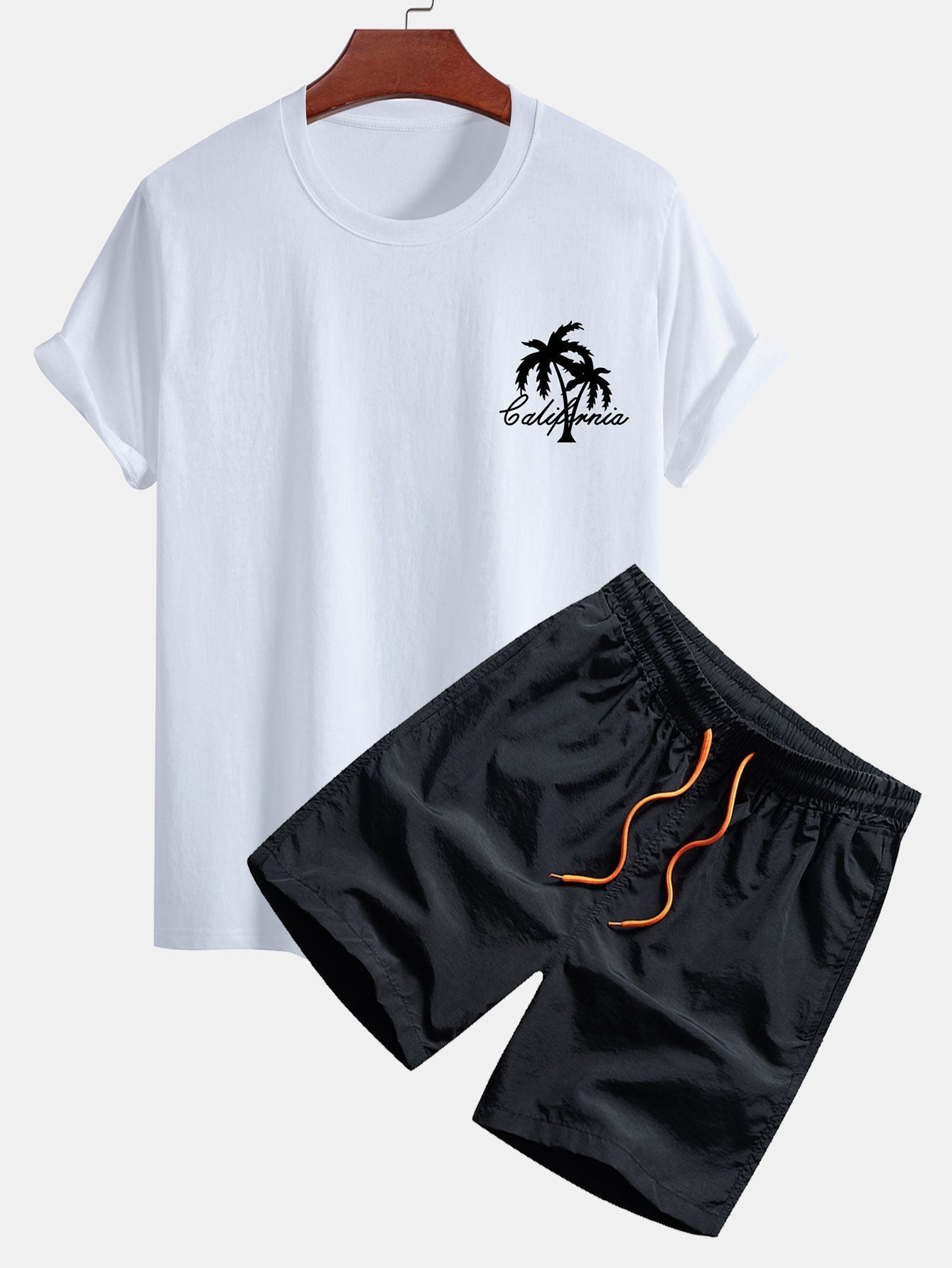 California Palm Tree Graphic Tee & Swim Shorts Set