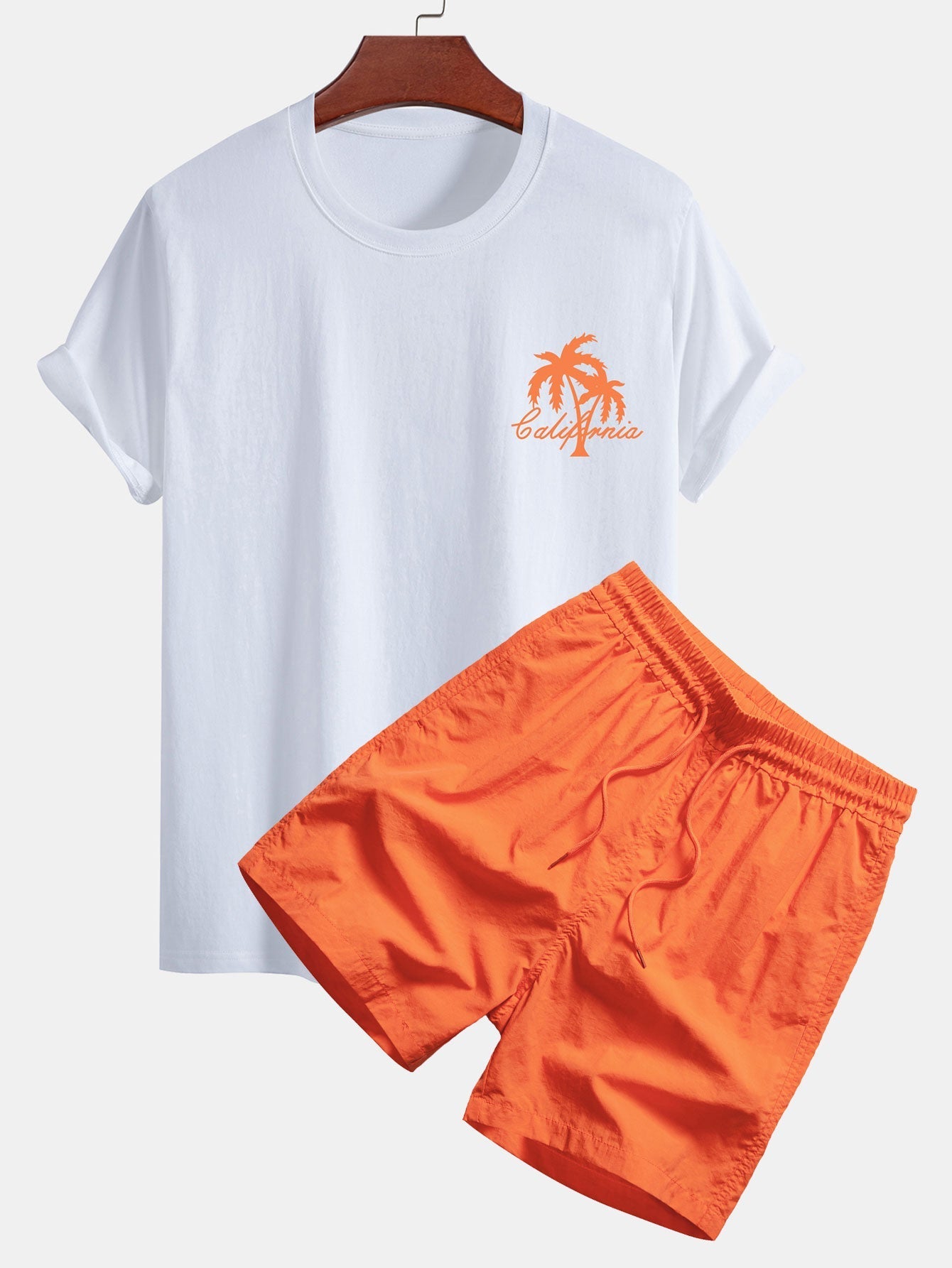 California Palm Tree Graphic Tee & Swim Shorts Set