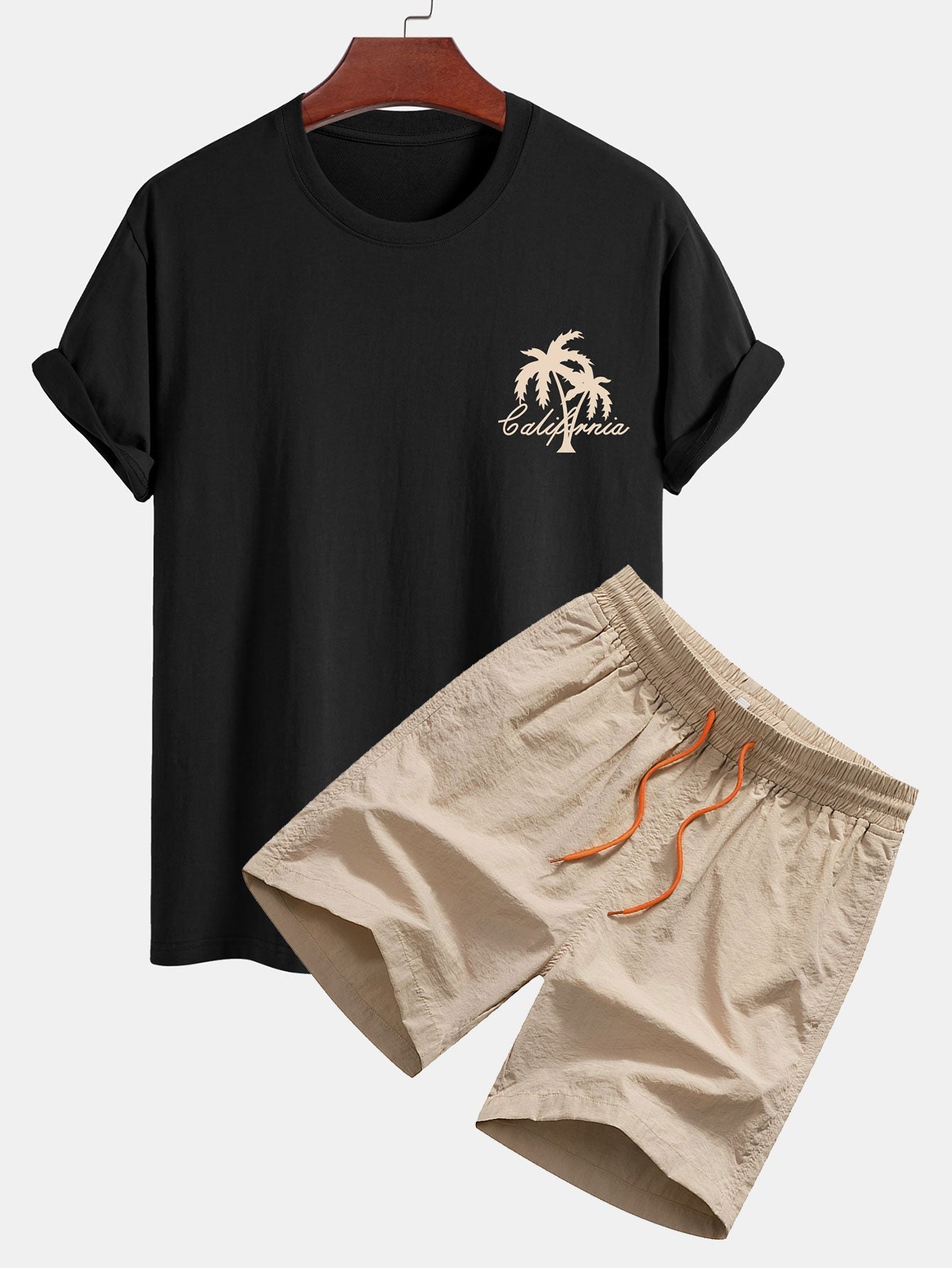 California Palm Tree Graphic Tee & Swim Shorts Set