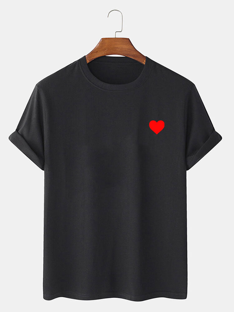 Heart-Printed Red Tee