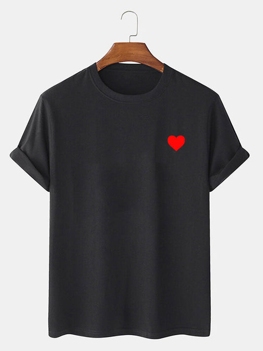 Heart-Printed Red Tee