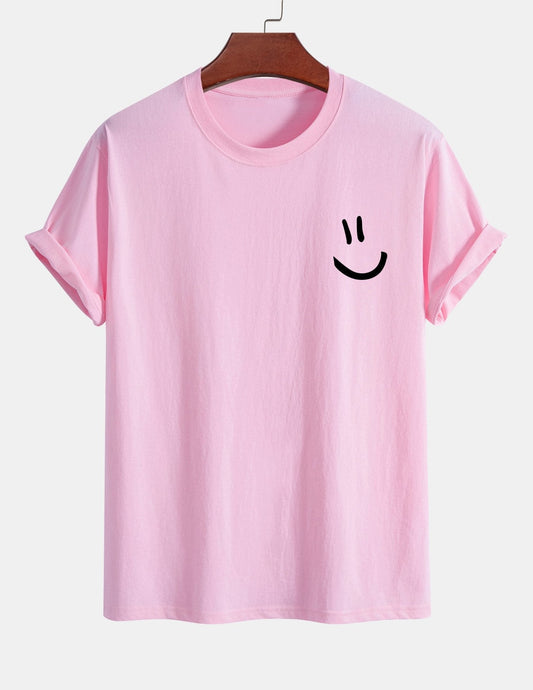 Classic Fit Cotton T-Shirt with Smiley Face Print