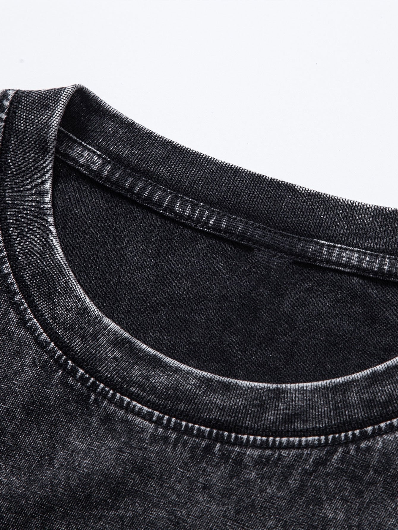 Relaxed Fit Long Sleeve Distressed Wash T-Shirt