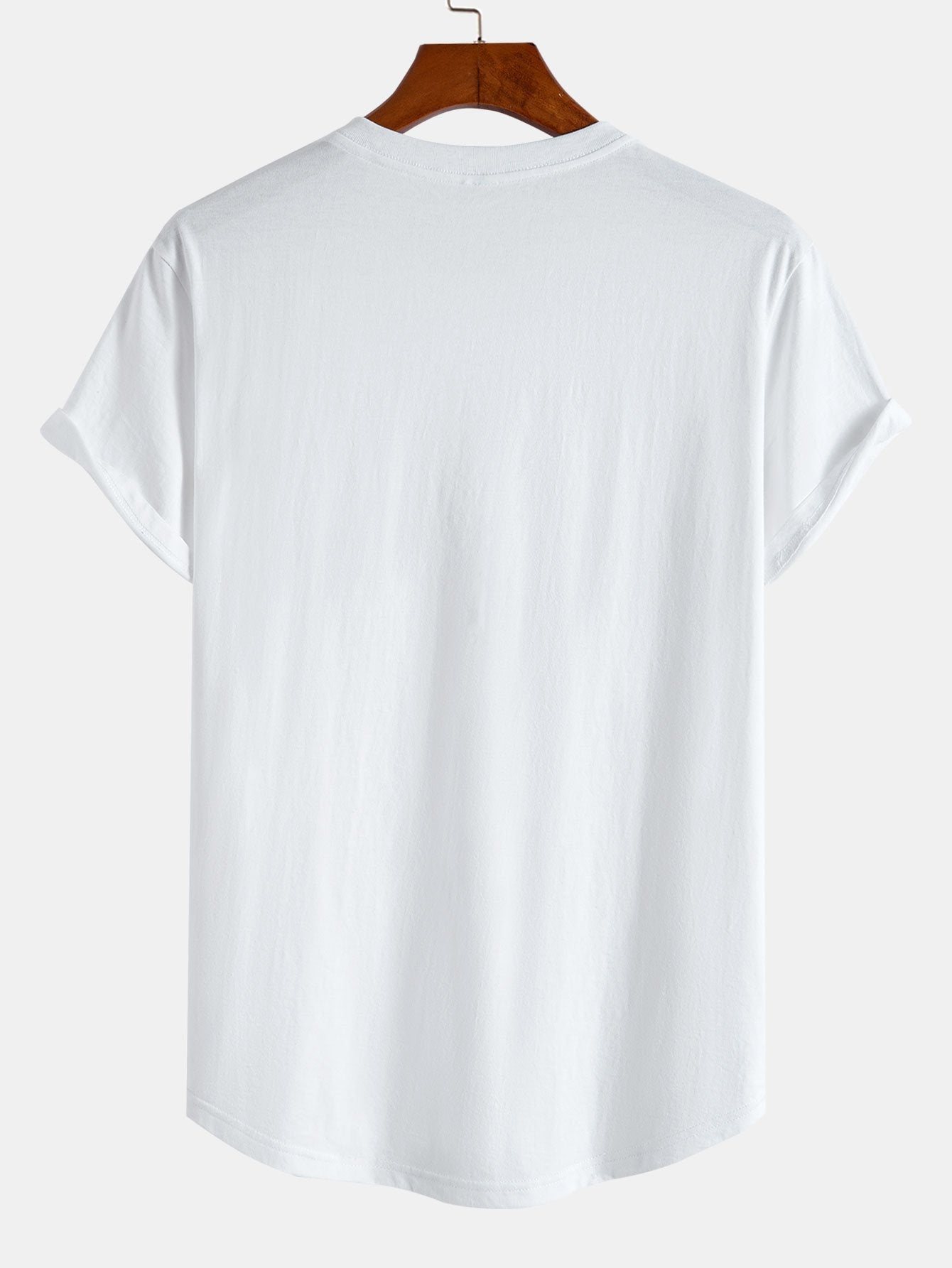 Comfortable Cotton Arc Hem T-Shirt with Relaxed Print