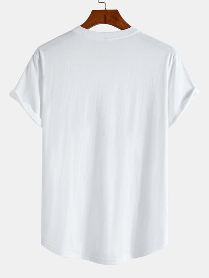 Comfortable Cotton Arc Hem T-Shirt with Relaxed Print