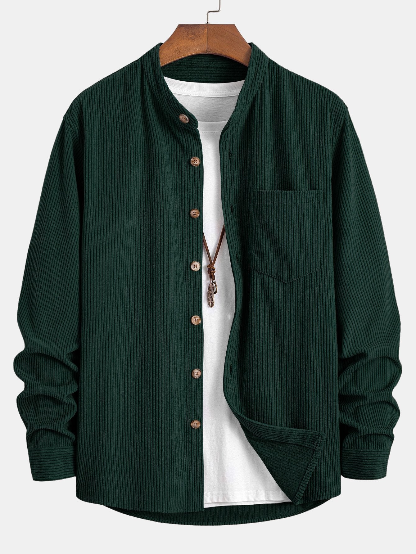 Stand Collar Corduroy Shirt